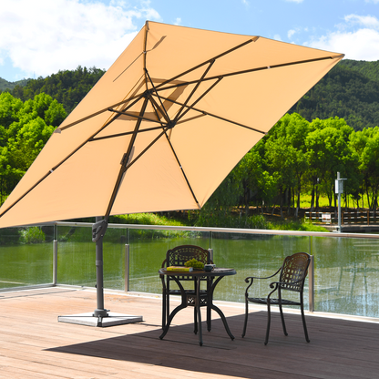 10 x 13 Feet Rectangular Cantilever Umbrella with 360¬∞ Rotation Function-Brown