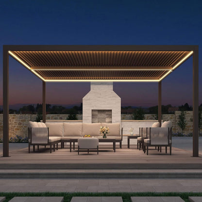 Alora Aluminum Louvered Pergola with Adjustable Roof & LED Lights