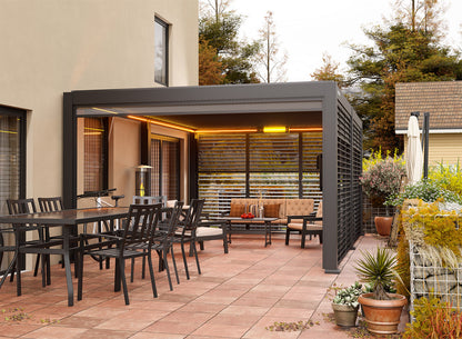 FlexPatio Adjustable Aluminum Privacy Shutter Wall for Pergolas – 10' to 20'