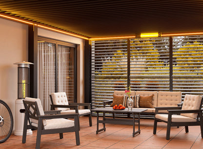 FlexPatio Adjustable Aluminum Privacy Shutter Wall for Pergolas – 10' to 20'