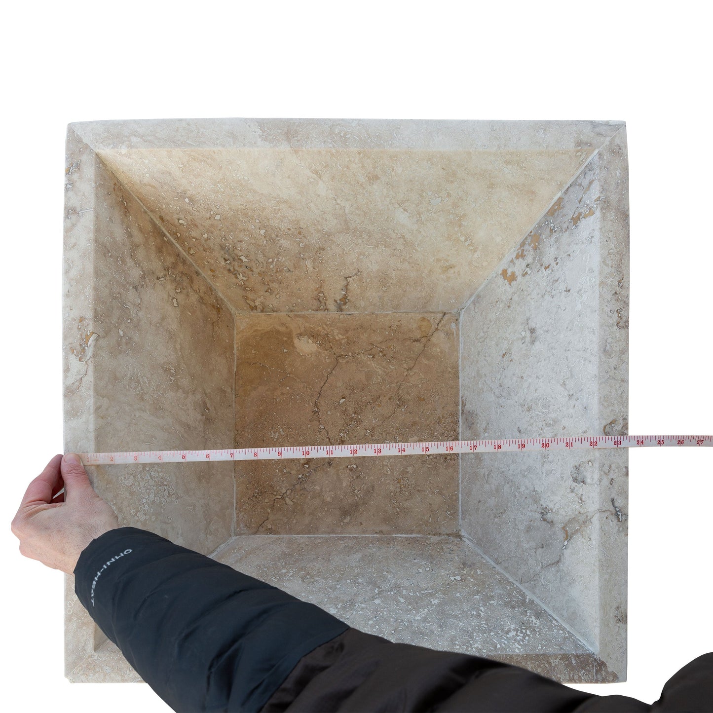 24" Natural Travertine Outdoor Fire Pit – Handcrafted Stone