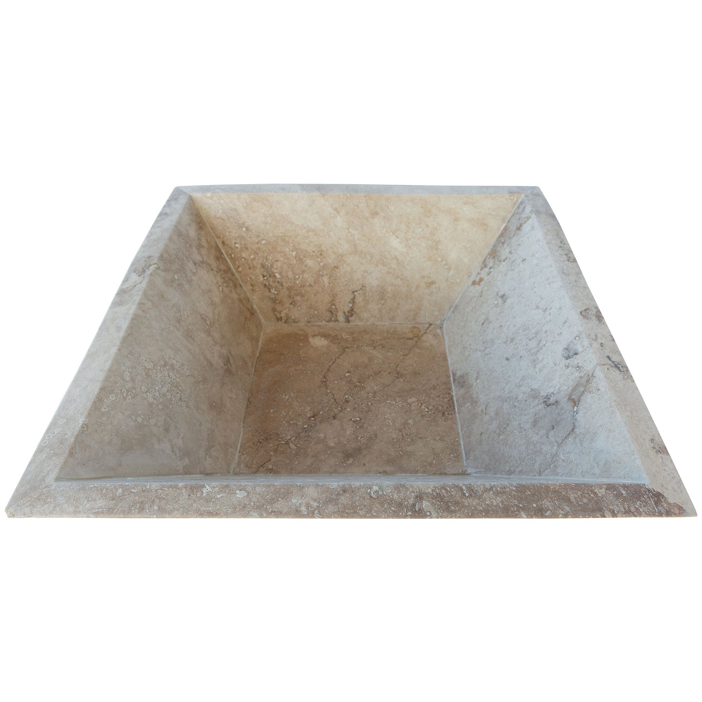 24" Natural Travertine Outdoor Fire Pit – Handcrafted Stone