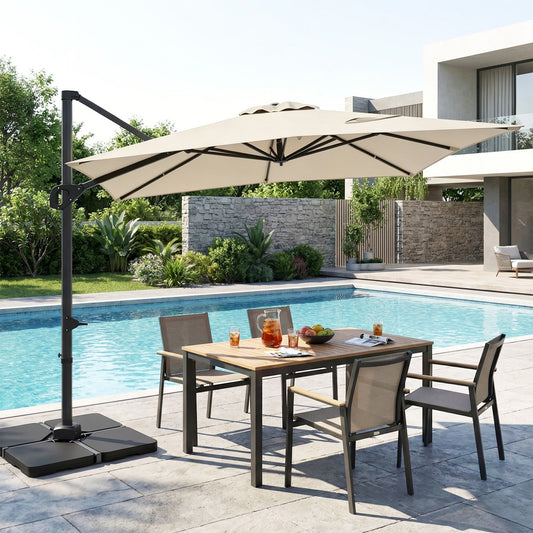 Offset Hanging Patio Umbrella 11x9 ft with 220 lb Base