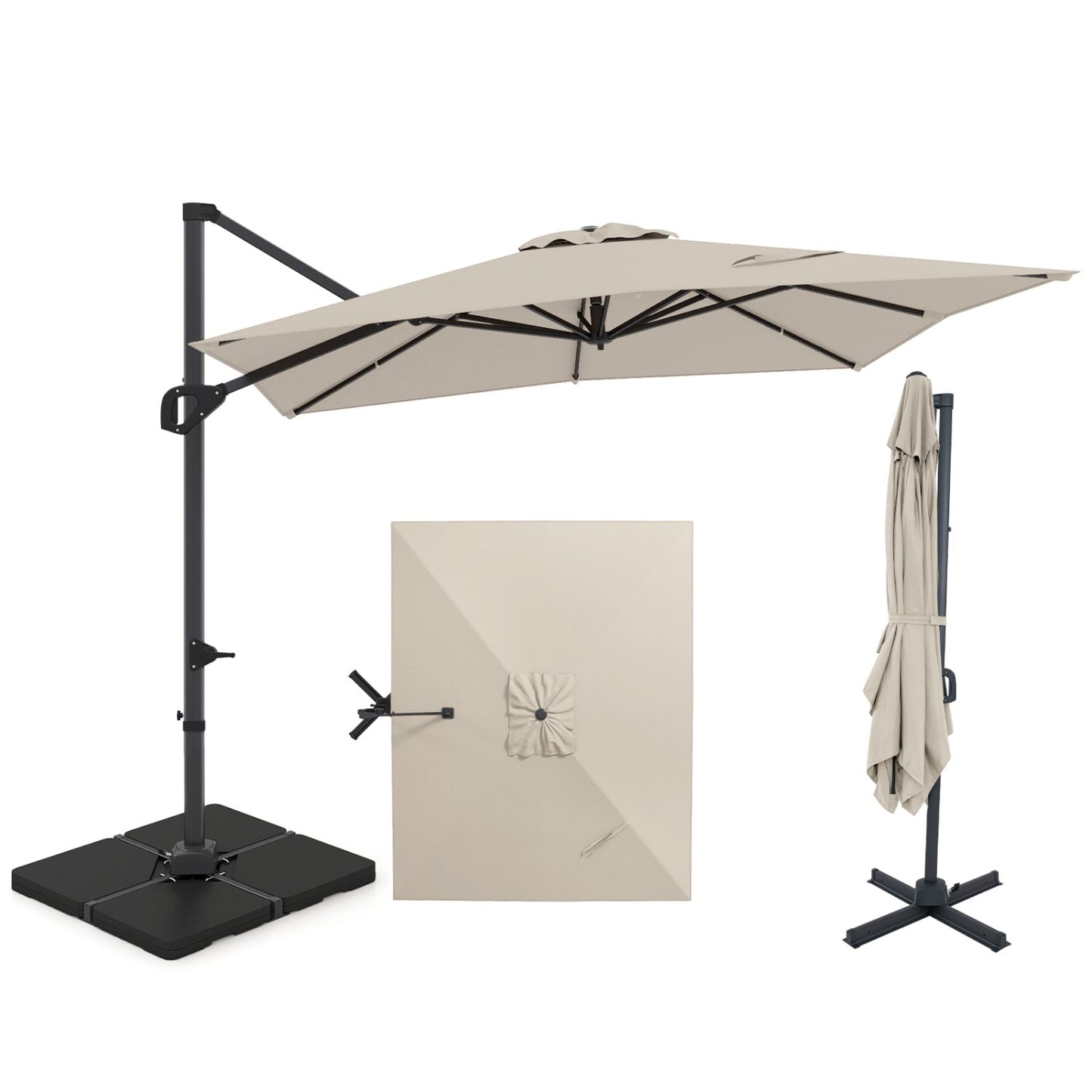 Offset Hanging Patio Umbrella 11x9 ft with 220 lb Base