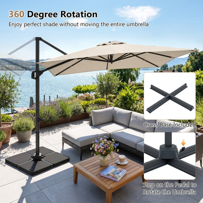 Offset Hanging Patio Umbrella 11x9 ft with 220 lb Base