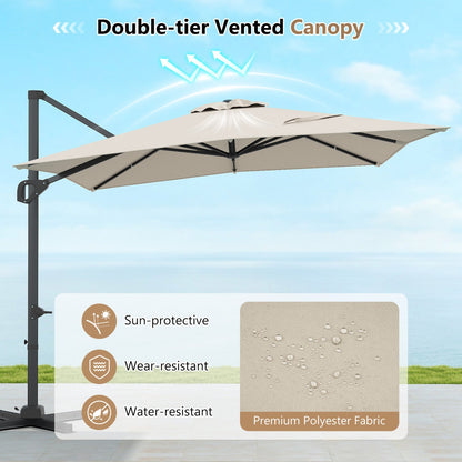 Offset Hanging Patio Umbrella 11x9 ft with 220 lb Base
