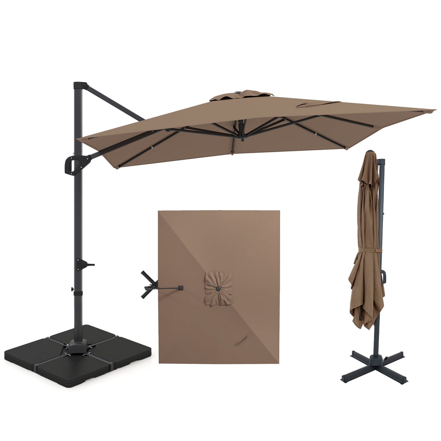 Offset Hanging Patio Umbrella 11x9 ft with 220 lb Base