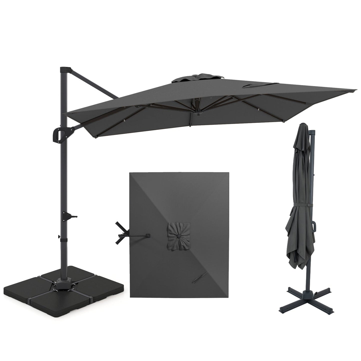 Offset Hanging Patio Umbrella 11x9 ft with 220 lb Base