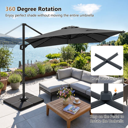 Offset Hanging Patio Umbrella 11x9 ft with 220 lb Base