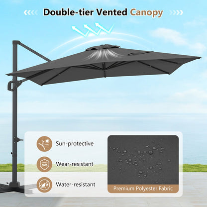 Offset Hanging Patio Umbrella 11x9 ft with 220 lb Base