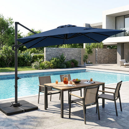 Offset Hanging Patio Umbrella 11x9 ft with 220 lb Base