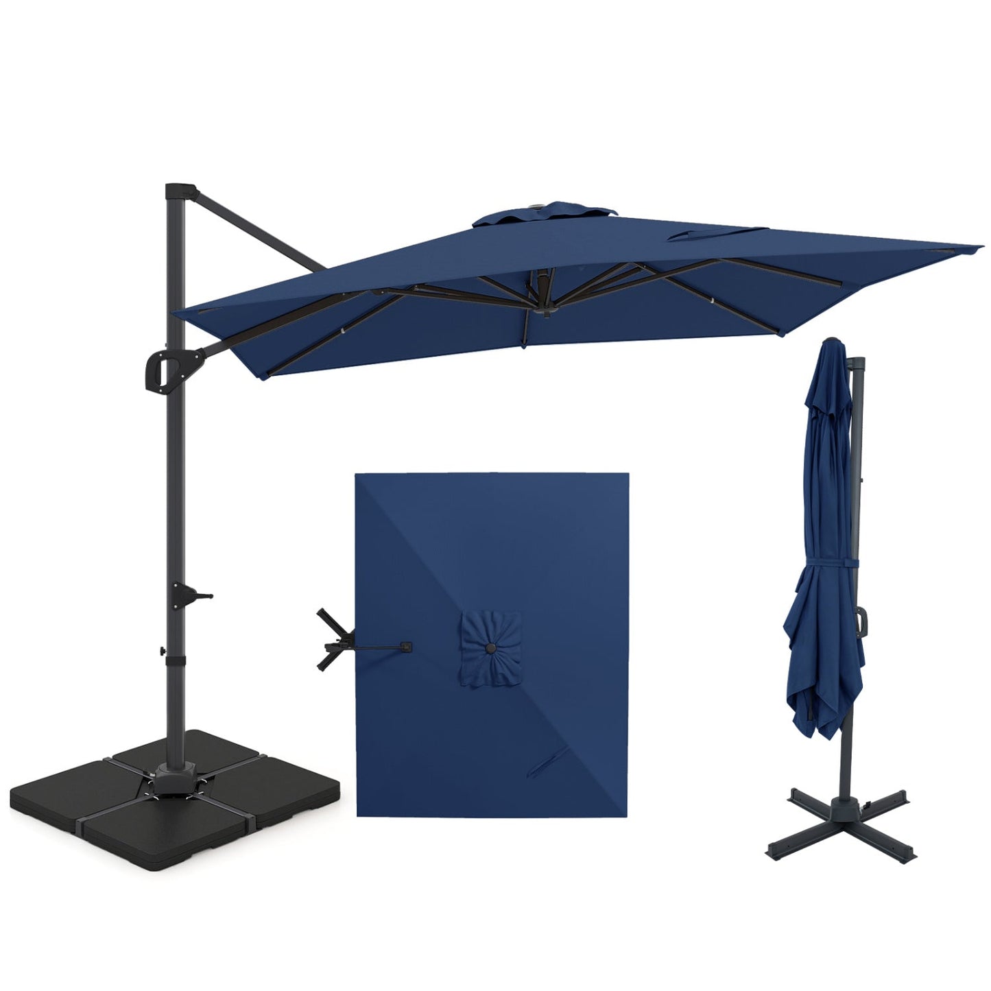 Offset Hanging Patio Umbrella 11x9 ft with 220 lb Base