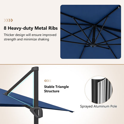 Offset Hanging Patio Umbrella 11x9 ft with 220 lb Base